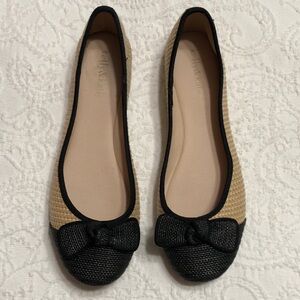 Kelly & Katie Black and Tan Bow Flats Size 9M